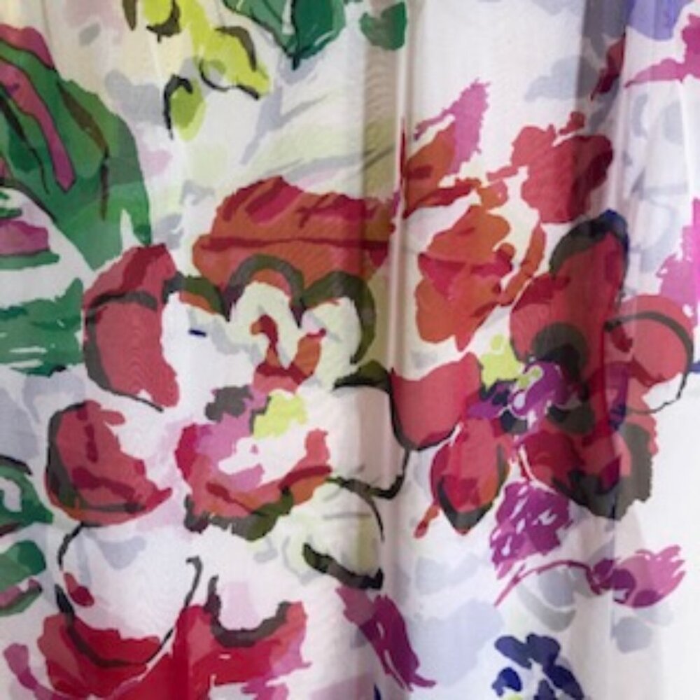 3/$15 Vintage Sheer Oblong Floral Red Blue Yellow Collection Eighteen Scarf